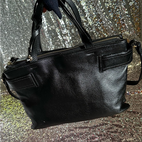 VINCE CAMUTO Black Leather Satchel Crossbody Handbag - Picture 5 of 17